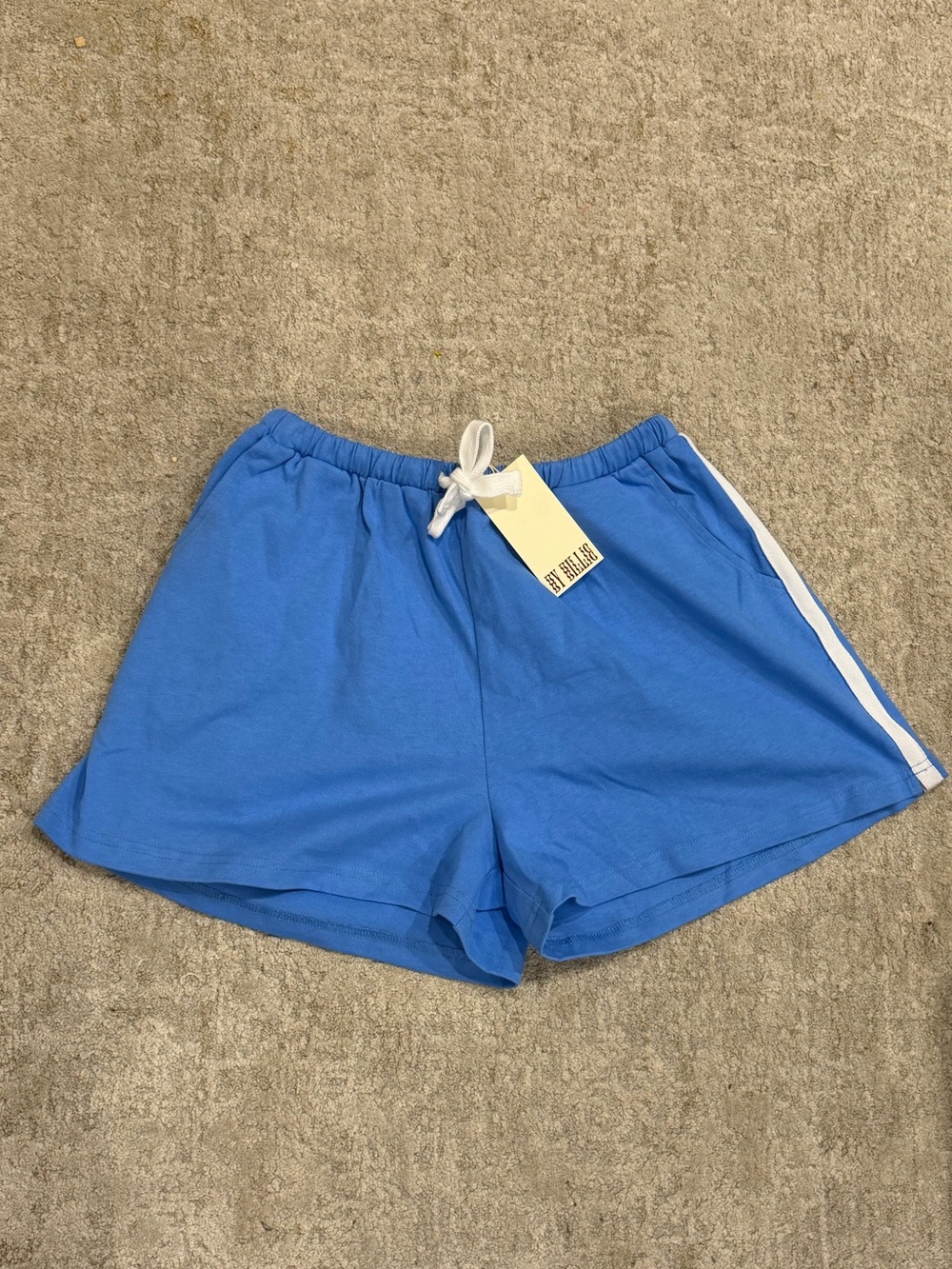 By Billie everyday shorts AU blue Women's Athletic Lounge Shorts with White trim